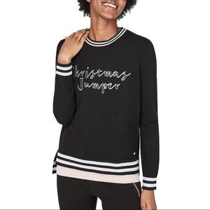 Sweaty Betty Black and Silver Christmas Jumper Pullover Sweater Size XS